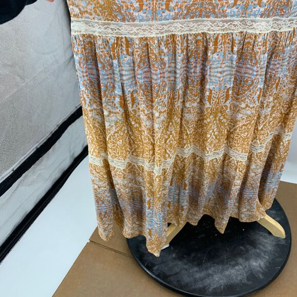 Sundance Dress Women 16 Multi Island Tales Coastal Chic Side Zip Lined Maxi - Picture 6 of 16